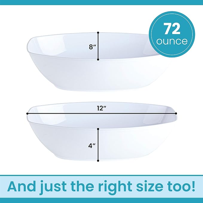 White Disposable Oval Serving Bowls, Party Snack Salad Bowl Pack of 4 - Image 6