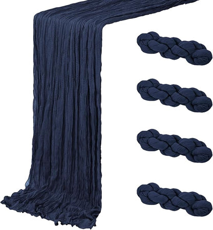 4 Pack Navy Blue Cheesecloth Table Runner 20 x 120 inch Gauze Table Runners 10 by ACSUIT