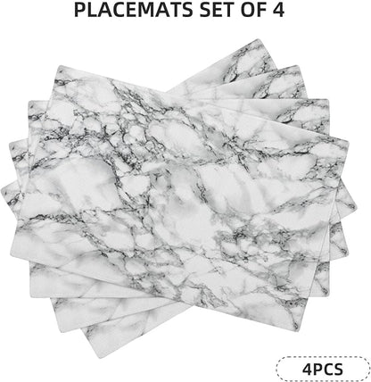Fiokroo Black and White Marble Placemats Set of 4 Table Mats Table Tableware - Image 7