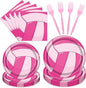 Rakuto Pink Volleyball Party Decorations 96PCS Plates Napkins Set | Pink by Rakuto