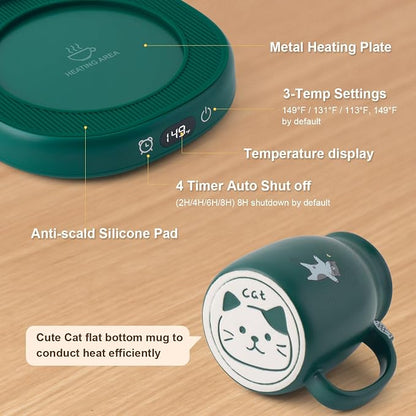 Cat Mug Warmer Set, Electric Heated Coffee Cup Warmer - Image 5