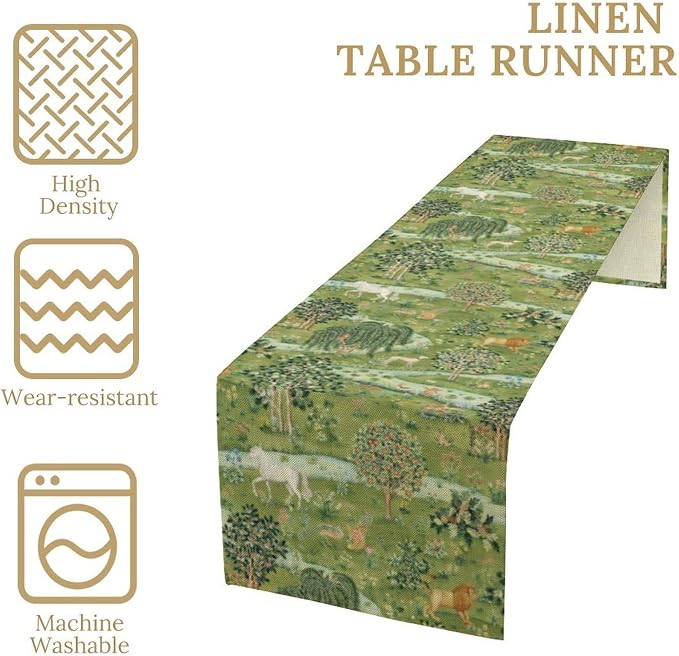 William Morris Floral Table Runner, Vintage Flowers Blue Botanical Printed - Image 4