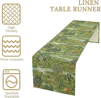 William Morris Floral Table Runner, Vintage Flowers Blue Botanical Printed - Image 4