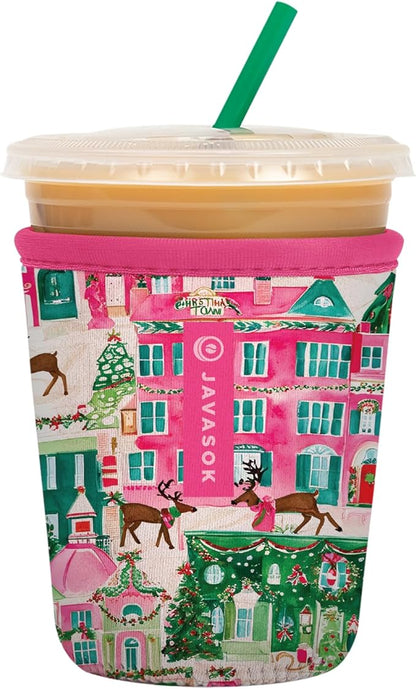 Sok It JavaSok Iced Coffee & Cold Soda Insulated Neoprene Cup Sleeve (Sugarplum Street, Small: 16-20oz)
