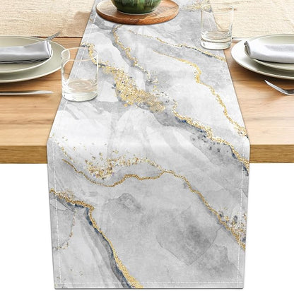 Marble Table Runner 13x36 Inch Gold Grey Table Dresser Runners Modern Table by LXXTK