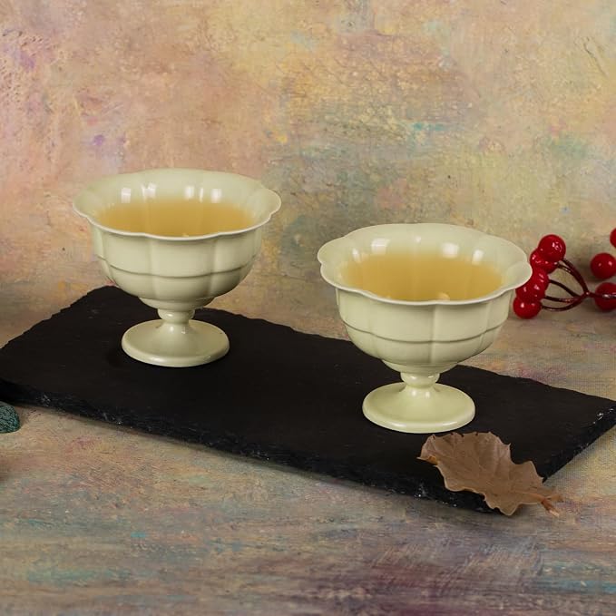 KAMMAK Tea Cup, 3oz Small Tea Cups Set of 2, Reed Green Porcelain Tea Cups - Image 3