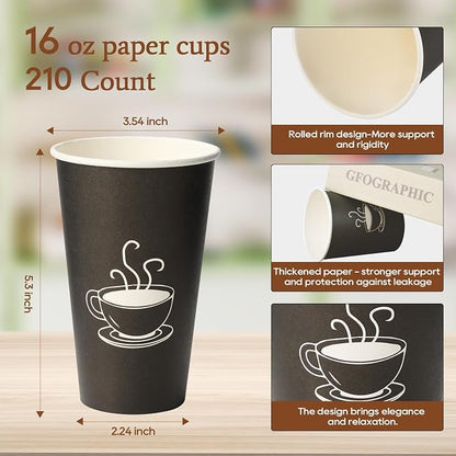 TV TOPVALUE 16 oz Paper Coffee cups, Disposable Drinking Cups - Image 2