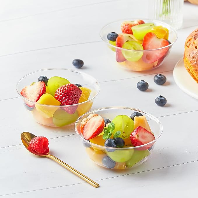 10 oz Small Clear Plastic Bowls, 60 Pack | Disposable Hard Plastic Party - Image 4