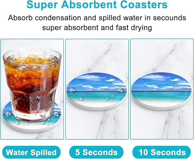 Coasters for Drinks, Kitchen Home Decor Housewarming Gift, Round 4 in - Image 3