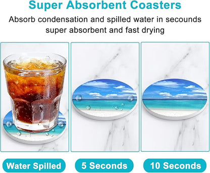Coasters for Drinks, Kitchen Home Decor Housewarming Gift, Round 4 in - Image 3