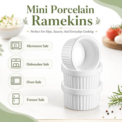 24 Pcs 1 oz Mini Dipping Ramekin Tiny Ramekin Porcelain Souffle Dish | Small - Image 3