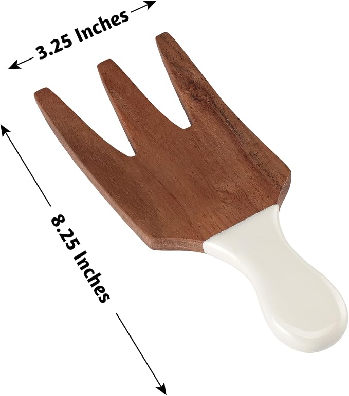 Folkulture Salad Hands or Set of 2 Acacia Wood Salad Servers, Salad Tongs Set - Image 3