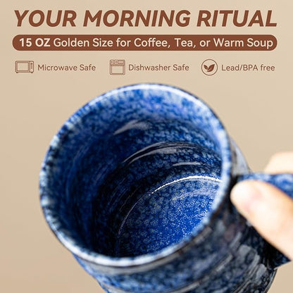Unique Reactive Glaze Ceramic Coffee Mug - 15 oz Large Coffee Cup - Image 8