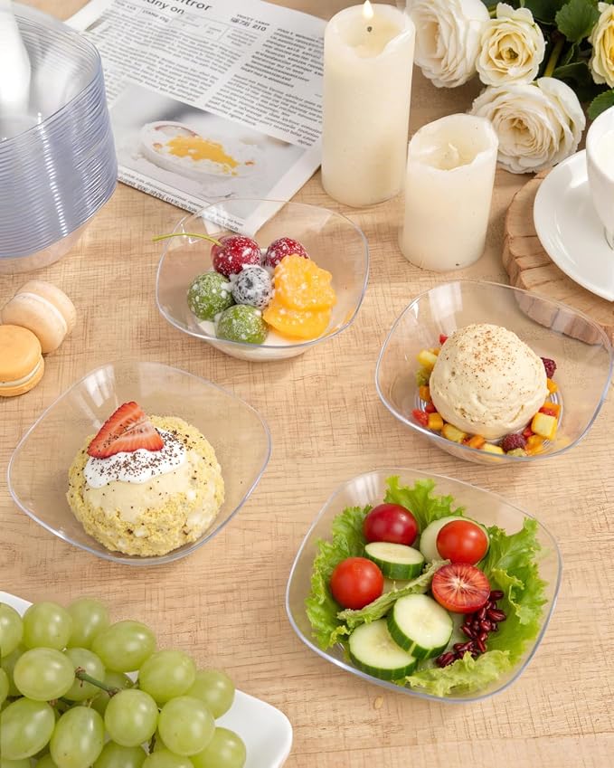 bUCLA 50Pack Clear Plastic Small Bowls - 8oz Disposable Ice - Image 5
