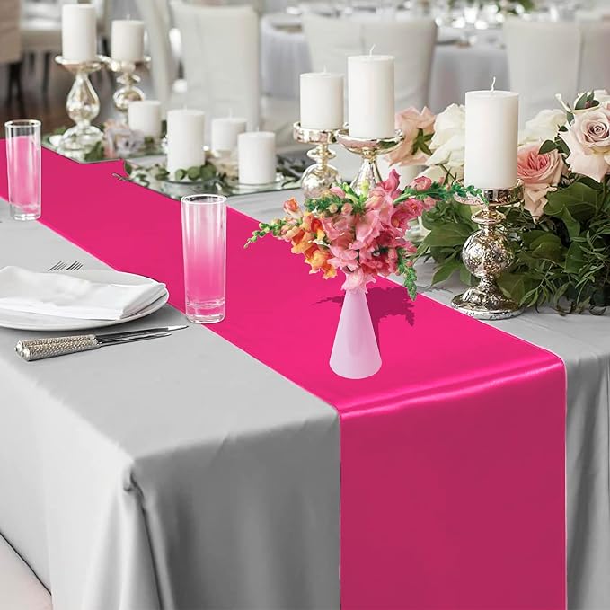 Rose Red Table Runner, Premium Smooth Silk Fabric Table Runner - Image 4