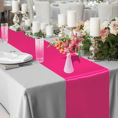 Rose Red Table Runner, Premium Smooth Silk Fabric Table Runner - Image 4