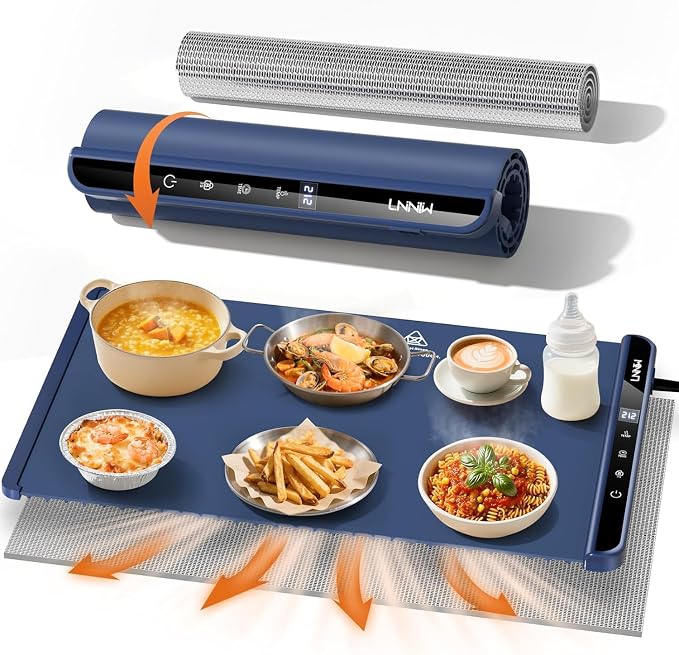 Warming Mat for Food, 26x15 Inch, Dark Blue, Fast Heat, Child Lock | Includes by Unknown