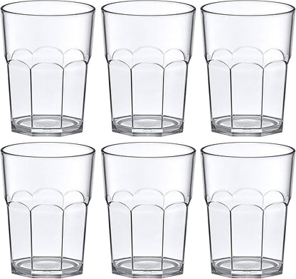 Amazing Abby Affinity - 14-Ounce Clear Plastic Tumblers (Set of 6), Stackable, BPA-Free, Shatter-Proof, Dishwasher-Safe