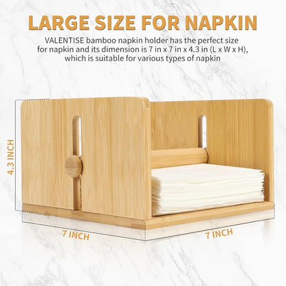 Bamboo Napkin Holder for Table, Square Napkin Holder - Image 3