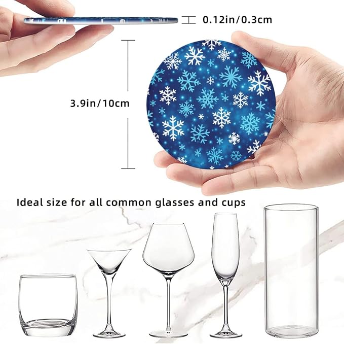 Winter Blue Snowflakes Coasters - Image 3