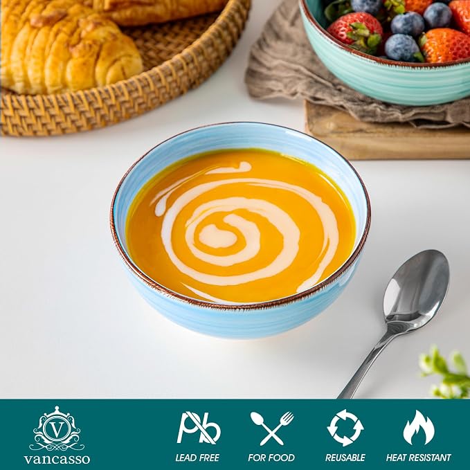 vancasso Bonita 12 Oz Small Bowls Set of 6, Ceramic Mini Dessert & Dipping - Image 4
