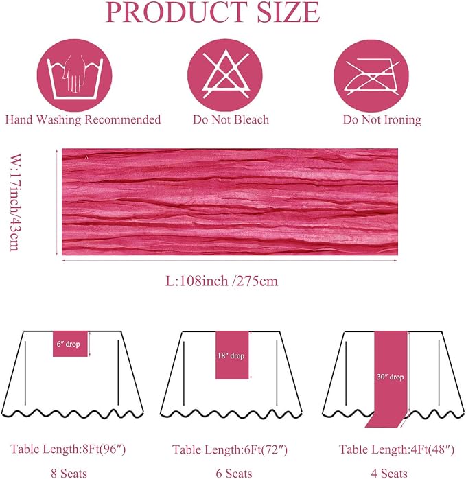 6Pack Hot Pink Cheesecloth Table Runner 17x108inch Hot Pink Table Runner | Boho - Image 3