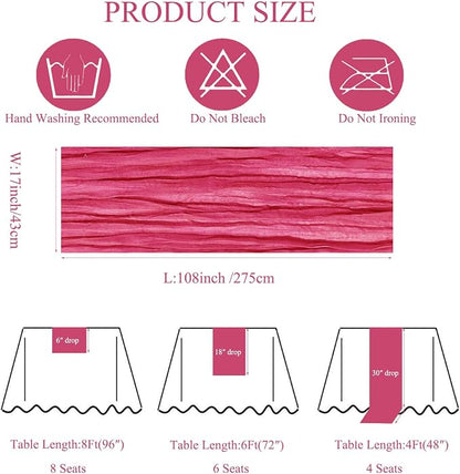6Pack Hot Pink Cheesecloth Table Runner 17x108inch Hot Pink Table Runner | Boho - Image 3