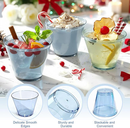 Glowserve 9 OZ Blue Disposable Plastic Cups Cocktail Cup 50 Pack | Fancy - Image 2