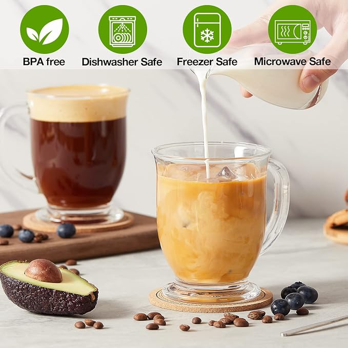 Mfacoy Glass Coffee Mugs Set of 4, Cappuccino, Espresso Coffee, Glass Coffee - Image 4