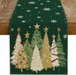 Christmas Table Runner 13x60 Inch, Xmas Trees Snowflakes Holiday Decorative by GEEORY