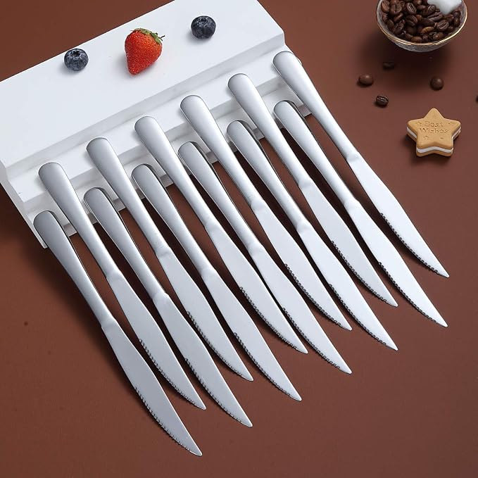 Steak Knife Set, Kyrtaon Serrated Knife, Stainless Steel Sharp Knives Set - Image 4