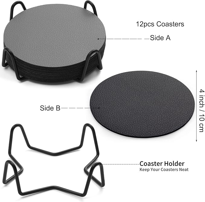 Faux Leather Drink Coasters - Image 6