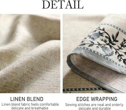 ISAENNE Designer Vintage Linen Elegant Table Cloth Rectangle,Chinoiserie Floral Tablecloth,Durable Decor Tablecloths for Dining Thanksgiving Kitchen Christmas Party,55"*87"-Segerman B
