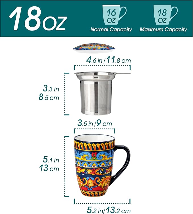 vancasso 18 Oz Tea Infuser Mug - Image 2