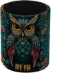 Vintage Owl and Flower Leather Pen Holder by Unknown