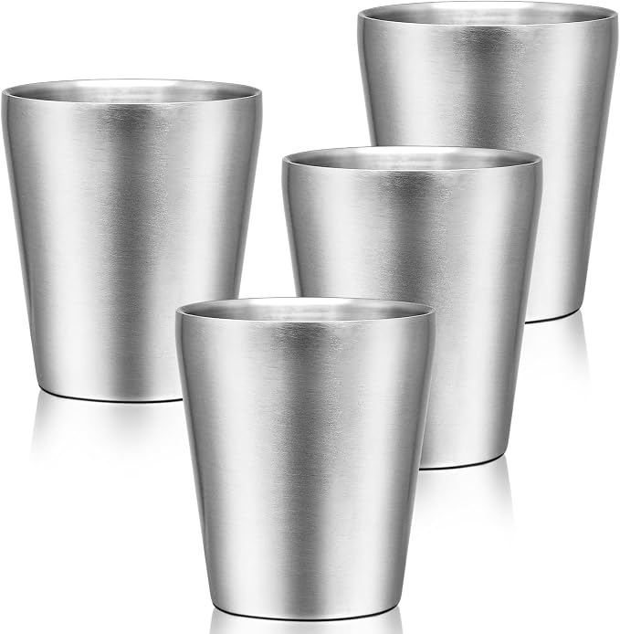 Metal Drinking Cups, 10 oz Insulated Tumbler, 4 Pack Double Wall Unbreakable by Offiper