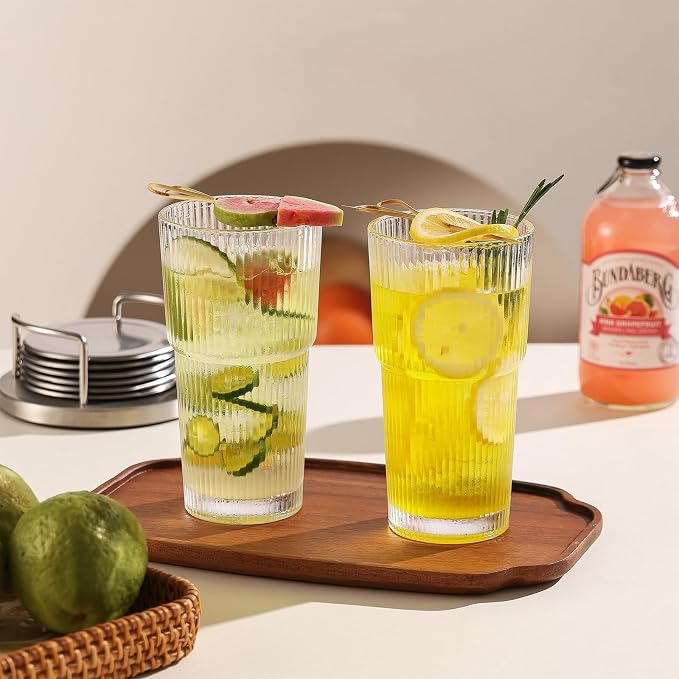 Ribbed Glass Tumbler Drinking Glasses - Image 6