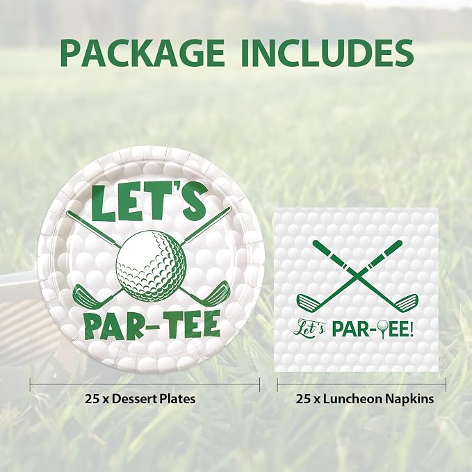 50pcs Golf Paper Plates and Napkins Party Decorations | Golf Themed Birthday - Image 3