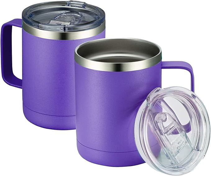 MEWAY 12oz Coffee Mug With Handle 2 Pack Bulk, Stainless Steel Insulated Travel by MEWAY