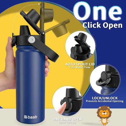 baab 18oz Kids Insulated Water Bottle 18/8 Stainless Steel Kids Cup 1 Pack | - Image 4