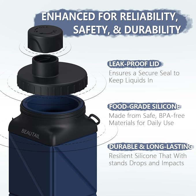 BEAUTAIL Collapsible Water Bottles 21 oz, Silicone Portable Water Bottle | BPA - Image 3