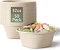 32 Oz Deep Paper Bowls Disposable Bowl - Disposable Heavy Duty Compostable Bowls, Eco-friendly Sugarcane Bagasse Biodegradable Bowl for Soup, Salad, Dessert, Ice Cream [50 Pack without Lds]