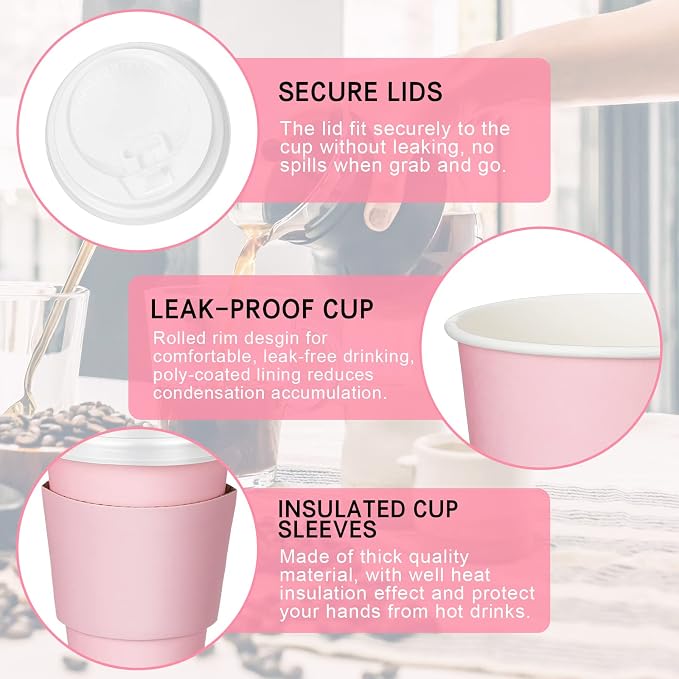 Patelai 100 Pcs 12 oz Disposable Coffee Cups - Image 3
