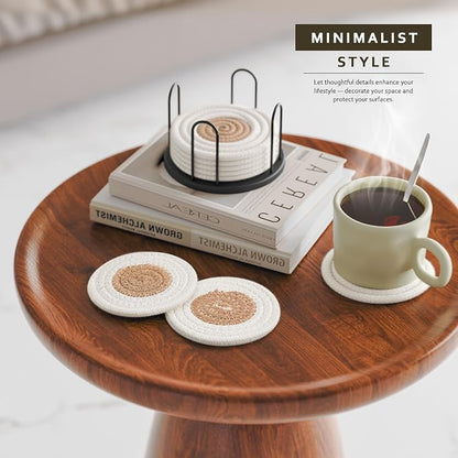 Lazebox Coasters Set of 8 for Drinks, 4 Inch Large Coasters for Coffee Table - Image 3