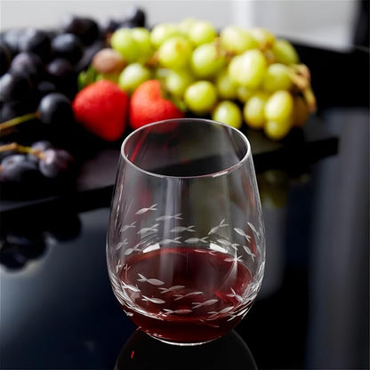 Joeyan Etched Stemless Wine Glasses, Hand Blown Drinking Glass Cups Wine Tumbler - Image 2