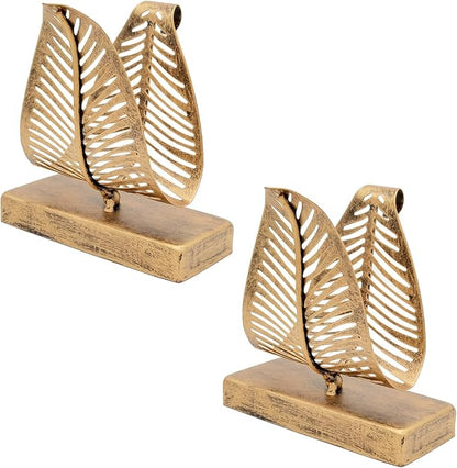 Set of 2 Freestanding Modern Napkin Holder with Leaf Design, Tabletop Tissue Dispenser, Countertop Napkin Storage Organizer – Bronze