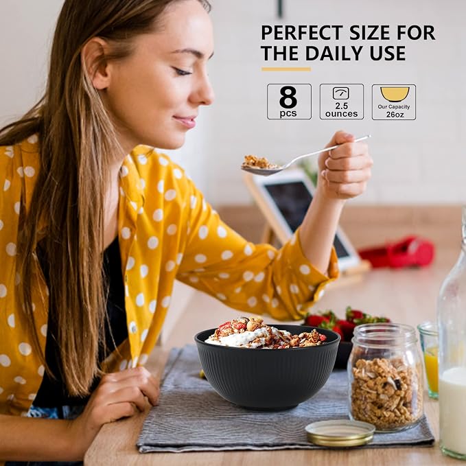 PYRMONT Unbreakable Cereal Bowl 26 OZ Alternative Plastic Bowls Reusable Wheat - Image 7