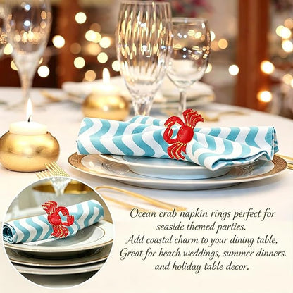 Gold Crab Napkin Rings Set of 12 Nautical Coastal Napkin Holders - Image 5