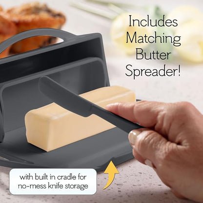 Flip Top Butter Dish with Attached Lid & Matching Knife, 2 Pack - Image 3