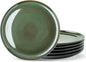 LERATIO Ceramic Plates Set of 6, 8.5 Inch Reactive Glaze Light Weight Porcelain Salad Plates,Modern Shape Dinnerware Dishes Set for Kitchen,Microwave&Dishwasher&Oven Safe,Resistant-Green